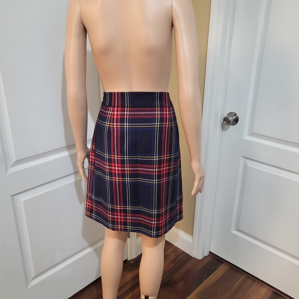 Talbots Navy Plaid Mini Skirt with Red & Yellow Stripes - Picture 3 of 10